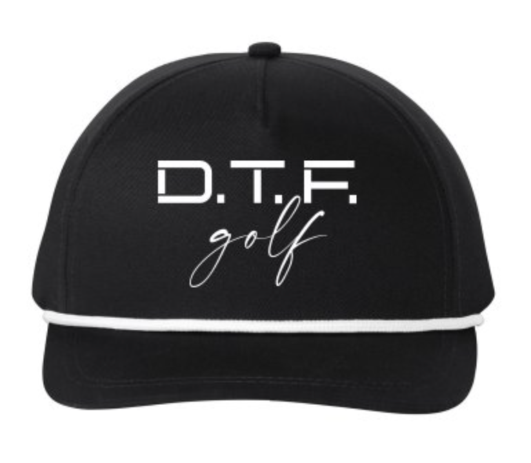 D.T.F. Snapback Five-Panel Rope Hat - Balck/White