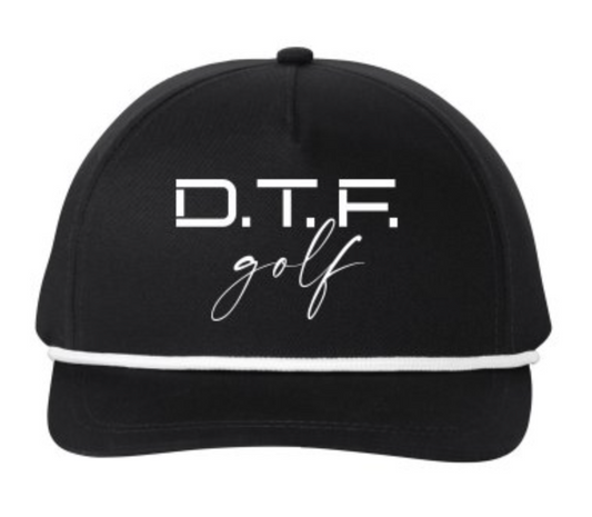 D.T.F. Snapback Five-Panel Rope Hat - Balck/White